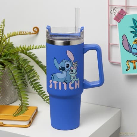 Disney kubek podróżny ze słomką (900 ml) - Stitch / Disney Blue Insulated Cup and Straw (900 ml) Stitch