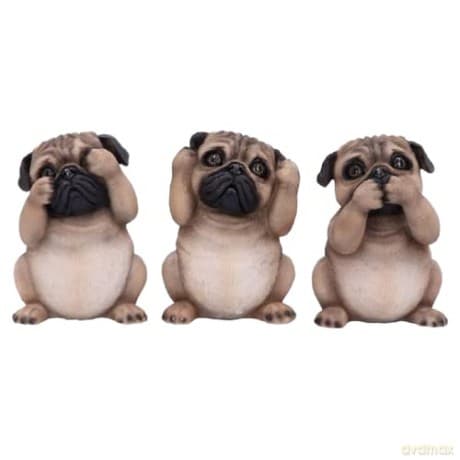 Zestaw figurek trzy mądrości - Mopsy (wysokość: 8,5 cm) / Three Wise Pugs (high: 8,5 cm)