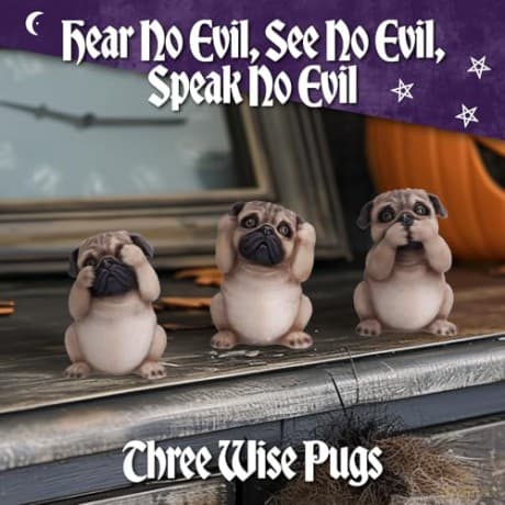 Zestaw figurek trzy mądrości - Mopsy (wysokość: 8,5 cm) / Three Wise Pugs (high: 8,5 cm)