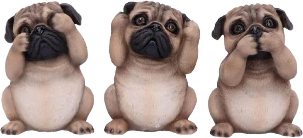 Zestaw figurek trzy mądrości - Mopsy (wysokość: 8,5 cm) / Three Wise Pugs (high: 8,5 cm)