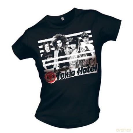 Tokio Hotel: White Stripes Design L Skinny [T-Shirt]