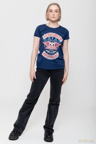 Aerosmith: Ladies T-Shirt: Boston Pride (Navy Blue) (X-Small)
