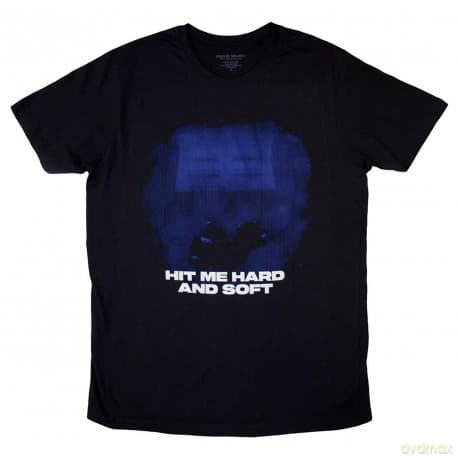 Billie Eilish: Unisex T-Shirt: Hit Me Hard And Soft Blue Lines (Black) (Medium)