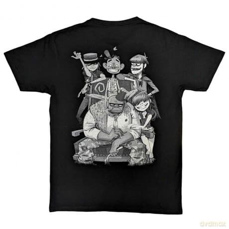 Gorillaz: Unisex T-Shirt: Pocket Spray - George Group (Black) (Back Print) (Medium)