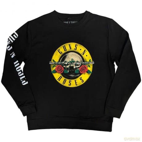 Guns n Roses: Guns N' Roses Unisex Sweatshirt: Classic Logo (Black) (Sleeve Print) (Large)