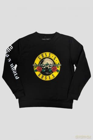 Guns n Roses: Guns N' Roses Unisex Sweatshirt: Classic Logo (Black) (Sleeve Print) (Large)
