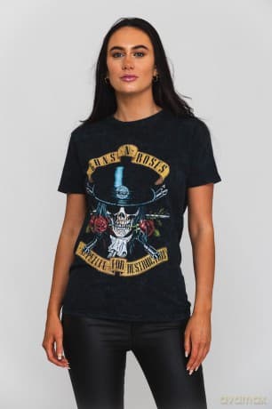 Guns n Roses: Guns N' Roses Unisex T-Shirt: Appetite Washed (Dip-Dye On Black) (Wash Collection) (X-Large)