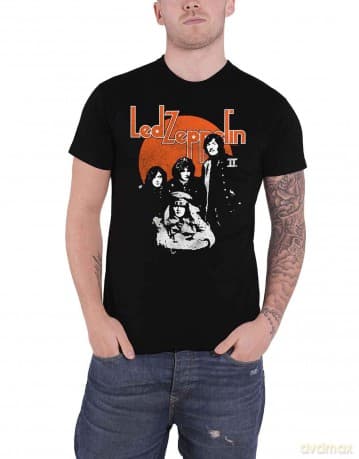 T: Led Zeppelin Unisex T-Shirt: Orange Circle (Black) (Medium)