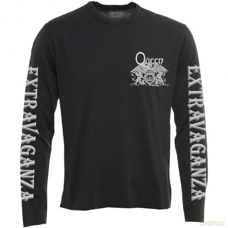 T: Queen Unisex Long Sleeve T-Shirt: Extravaganza (Black) (Sleeve Print) (Large)