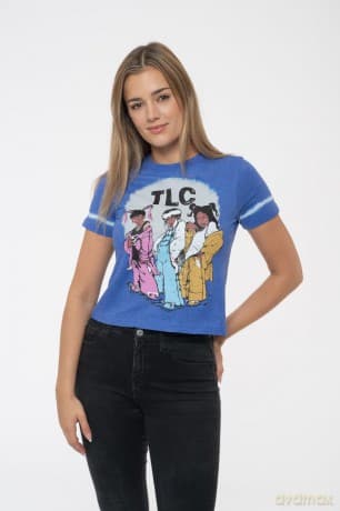 Tlc: TLC Ladies Crop Top: Cartoon (Blue) (Wash Collection) (Large)