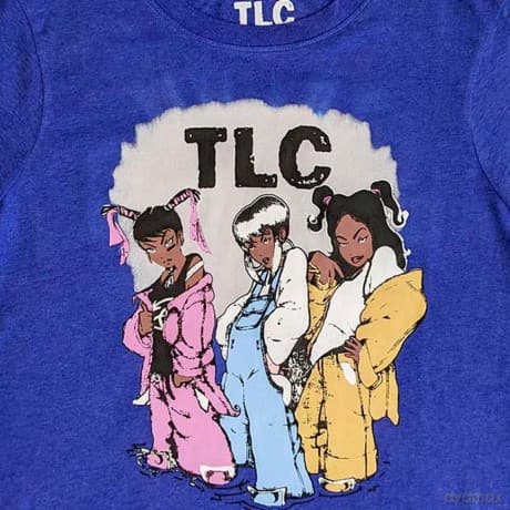 Tlc: TLC Ladies Crop Top: Cartoon (Blue) (Wash Collection) (Large)