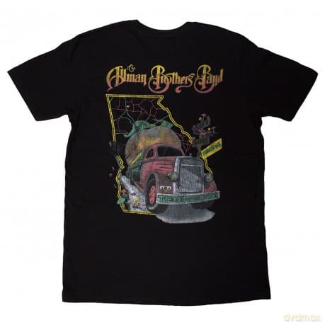 Allman Brothers Band - The: The Allman Brothers Band Unisex T-Shirt: Road Goes On (Black) (Back Print) (Large)