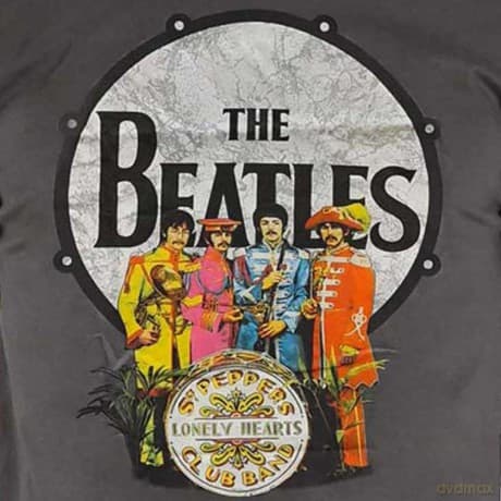 The Beatles: Unisex T-Shirt: Sgt Pepper & Drum (Charcoal Grey) (Medium)