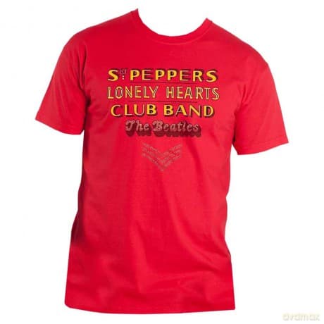 The Beatles: Unisex T-Shirt: Sgt Pepper Stacked Crystals (Red) (Embellished) (Medium)