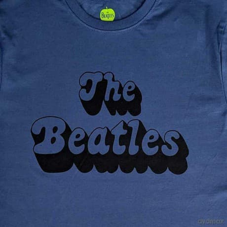 The Beatles: Unisex T-Shirt: Text Logo Shadow (Denim Blue) (Small)