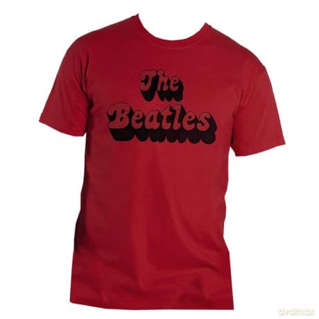 The Beatles: Unisex T-Shirt: Text Logo Shadow (Red) (XX-Large)