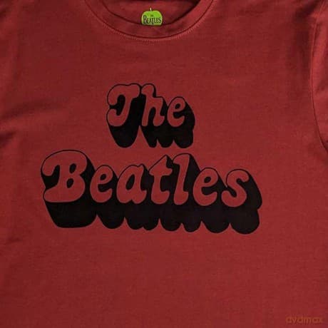 The Beatles: Unisex T-Shirt: Text Logo Shadow (Red) (XX-Large)