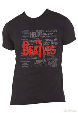 The Beatles: Unisex T-Shirt: Titles & Logos (Black) (Puff Print) (X-Large)