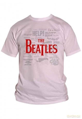 The Beatles: Unisex T-Shirt: Titles & Logos (White) (Puff Print) (Medium)