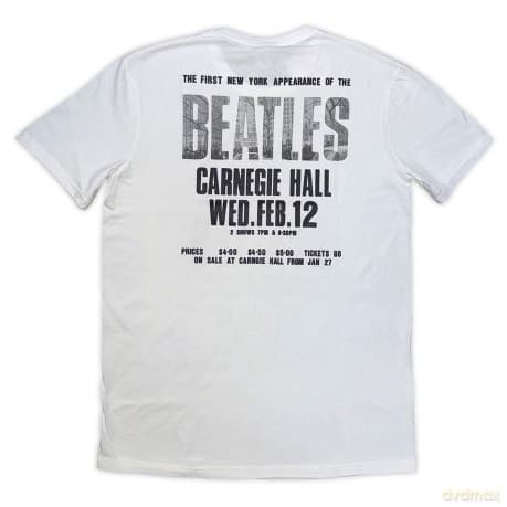 The Beatles: Unisex T-Shirt: Tour '64 Carnegie Hall (White) (Back Print) (Large)