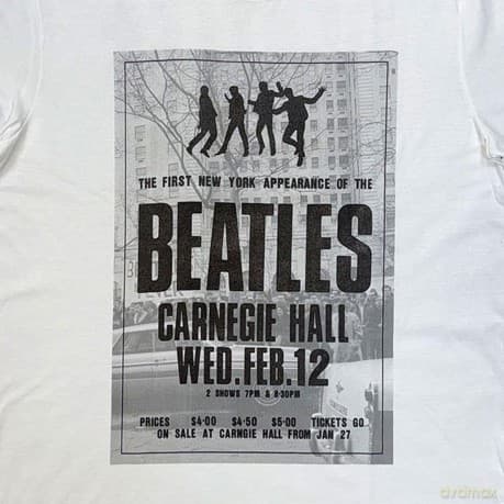 The Beatles: Unisex T-Shirt: Tour '64 Carnegie Hall (White) (Back Print) (Medium)