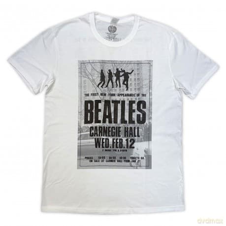 The Beatles: Unisex T-Shirt: Tour '64 Carnegie Hall (White) (Back Print) (Small)