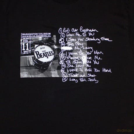 The Beatles: Unisex T-Shirt: Washington '64 Drum Photo & Setlist (Black) (X-Large)