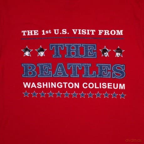 The Beatles: Unisex T-Shirt: Washington '64 Stars Setlist (Red) (Back Print) (Small)