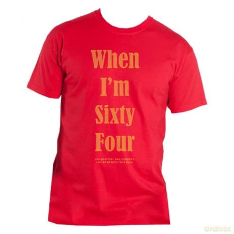 The Beatles: Unisex T-Shirt: When I'm Sixty Four (Red) (Back Print) (Small)