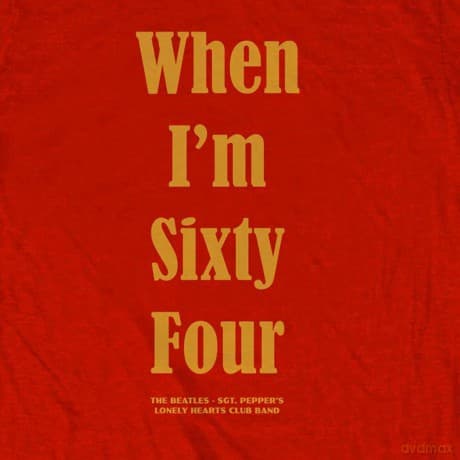 The Beatles: Unisex T-Shirt: When I'm Sixty Four (Red) (Back Print) (X-Large)