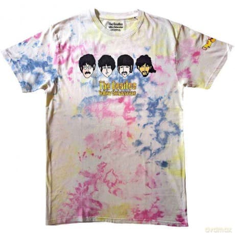 The Beatles: Unisex T-Shirt: Yellow Submarine Heads & Apple Bonkers (White) (Back Print & Wash Collection) (X-Large)