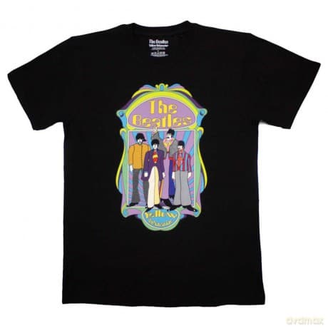 The Beatles: Unisex T-Shirt: Yellow Submarine Sub Band Frame v2 (Black) (X-Large)