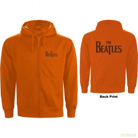 The Beatles: Unisex Zipped Hoodie: Drop T Logo (Back Print) (Large)