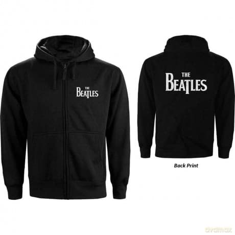 The Beatles: Unisex Zipped Hoodie: Drop T Logo (Back Print) (X-Large)