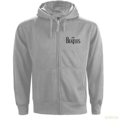 The Beatles: Unisex Zipped Hoodie: Drop T Logo (Grey) (Back Print) (Small)