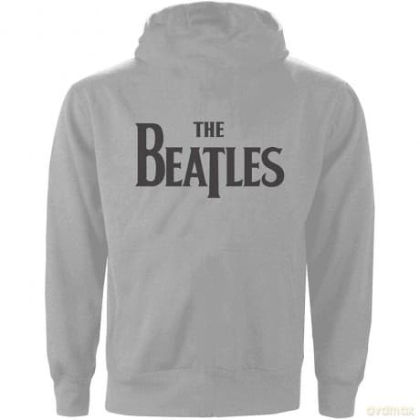 The Beatles: Unisex Zipped Hoodie: Drop T Logo (Grey) (Back Print) (Small)