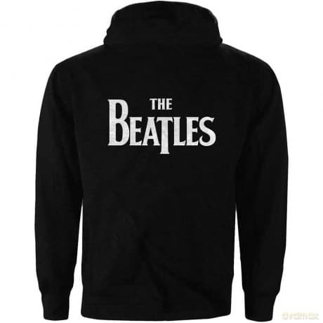 The Beatles: Unisex Zipped Hoodie: Drop T Logo (Grey) (Back Print) (Small)