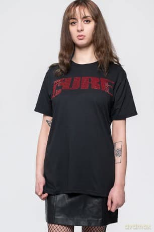 The Cure: Unisex T-Shirt: Logo (Black) (Embellished) (XX-Large)
