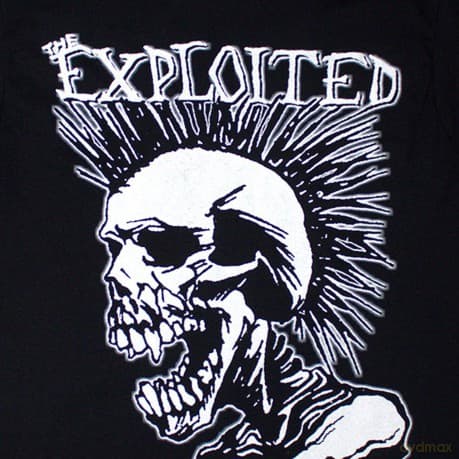 The Exploited: Unisex T-Shirt: Mohican Skull (Black) (Back Print) (X-Large)