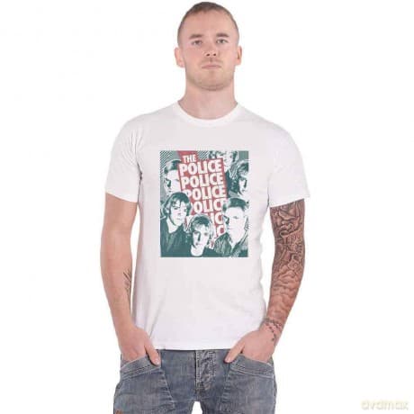 The Police: Men's Tee: Half-tone Faces (X-Large)