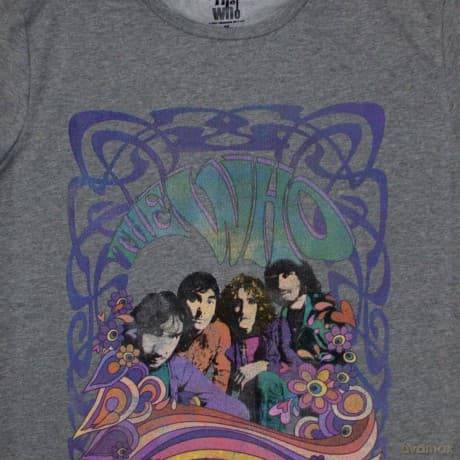 Who - The: The Who Ladies T-Shirt: Psych Floral (Grey) (Medium)