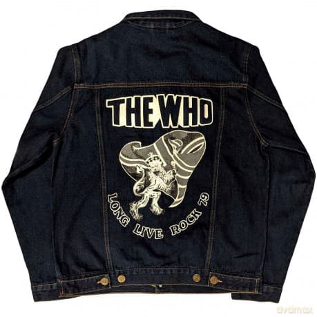 Who - The: The Who Unisex Denim Jacket: Long Live Rock (Denim Blue) (Back Print) (Small)