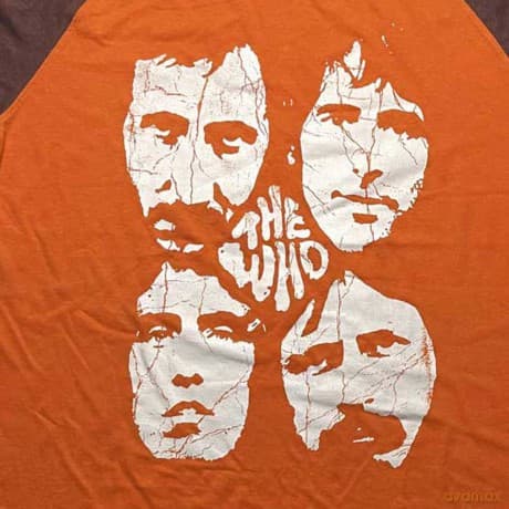 Who - The: The Who Unisex Raglan T-Shirt: Faces (Brown & Orange) (Small)