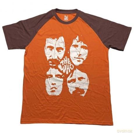 Who - The: The Who Unisex Raglan T-Shirt: Faces (Brown & Orange) (X-Large)