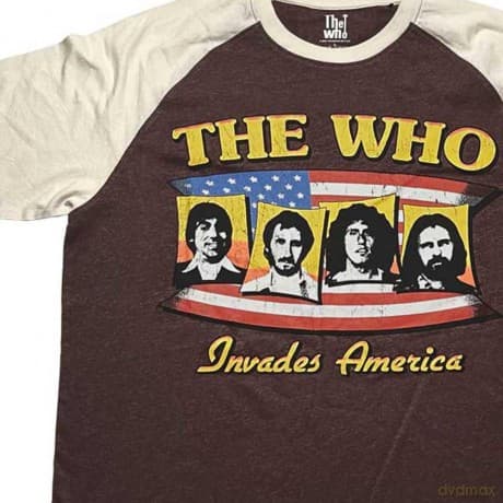 Who - The: The Who Unisex Raglan T-Shirt: Invades America (Brown & Natural) (Large)