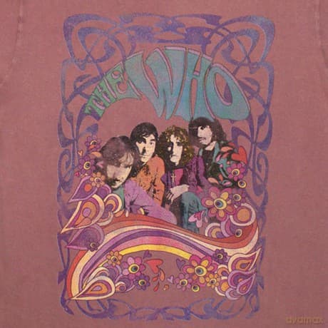 Who - The: The Who Unisex Stone Wash T-Shirt: Psych Floral (Kashmir Red) (Small)