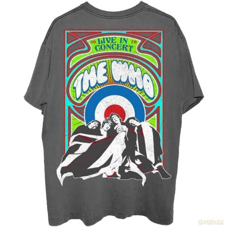 Who - The: The Who Unisex T-Shirt: Flag Cartoon (Charcoal Grey) (Back Print) (Medium)