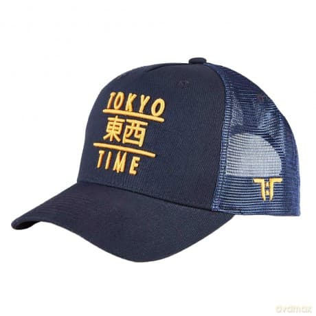 Tokyo Time: Unisex Mesh Back Cap: TT Heritage Gold Logo (Navy Blue)