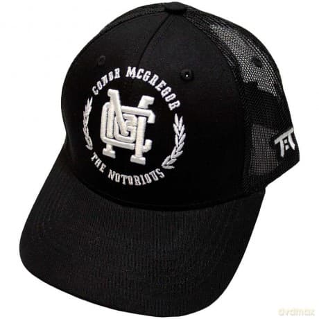 Tokyo Time: Unisex Mesh Back Cap: UFC McGregor White Wreath Logo (Black)