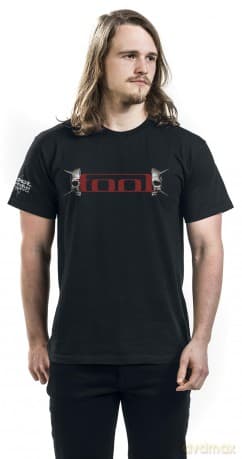 Tool: Unisex T-Shirt: Skull Spikes (Black) (Back & Sleeve Print) (Medium)